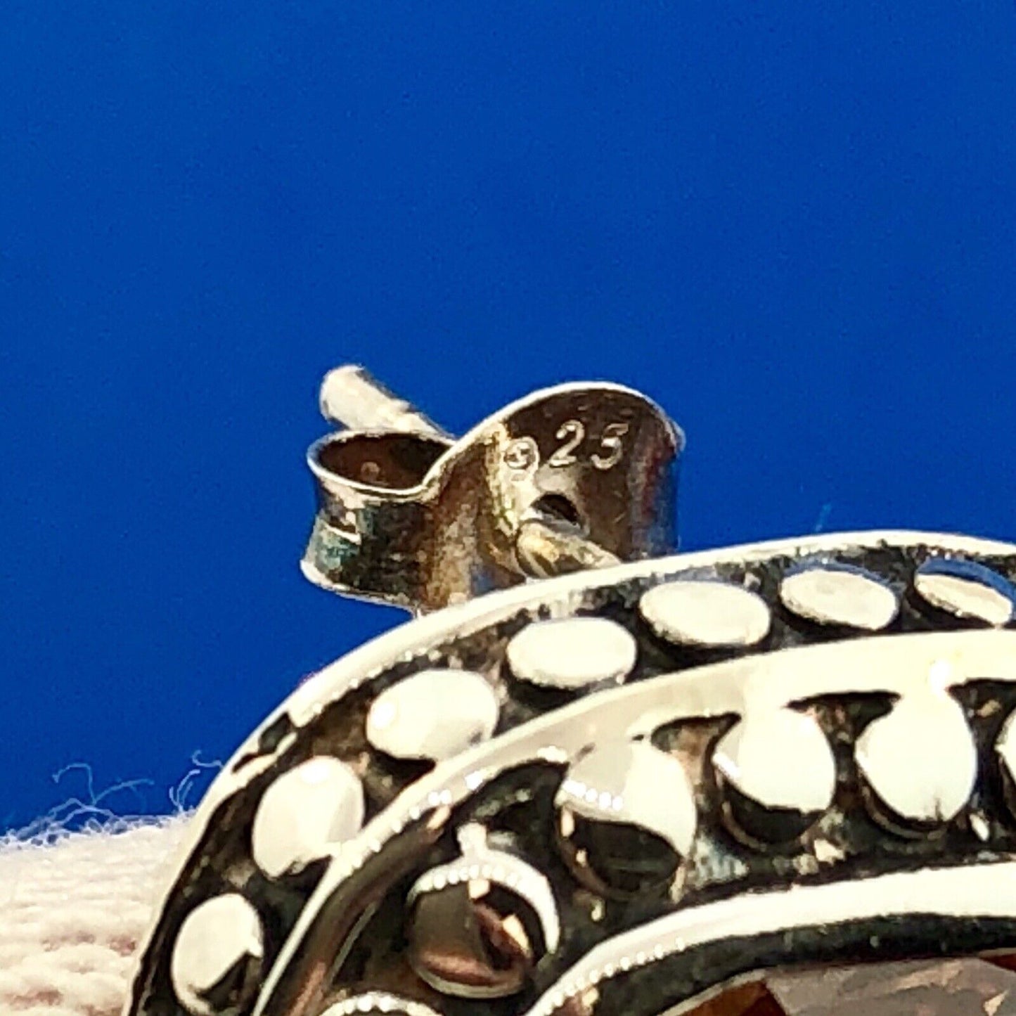 Sterling Silver 925 Citrine Pebble Snake Skin November Anniversary Stud Earrings