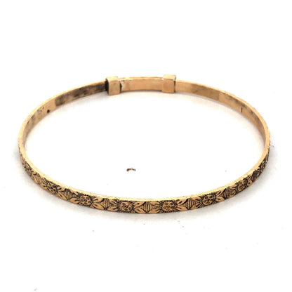 Vintage 1/20 12K Yellow Gold Filled Engraved Floral Childs Adjustable Bracelet