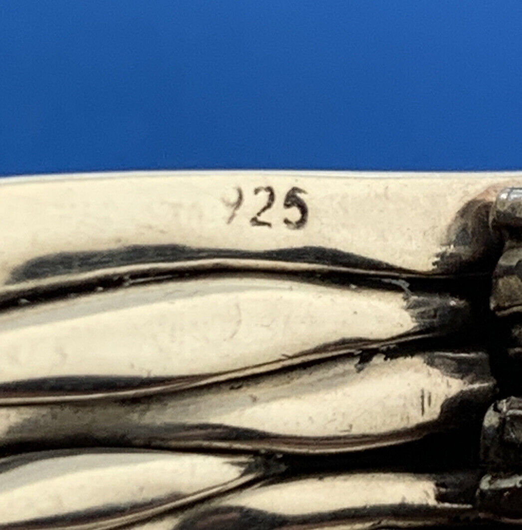 Designer 925 Sterling Silver Banner Ribbon Textured Modernist Pendant