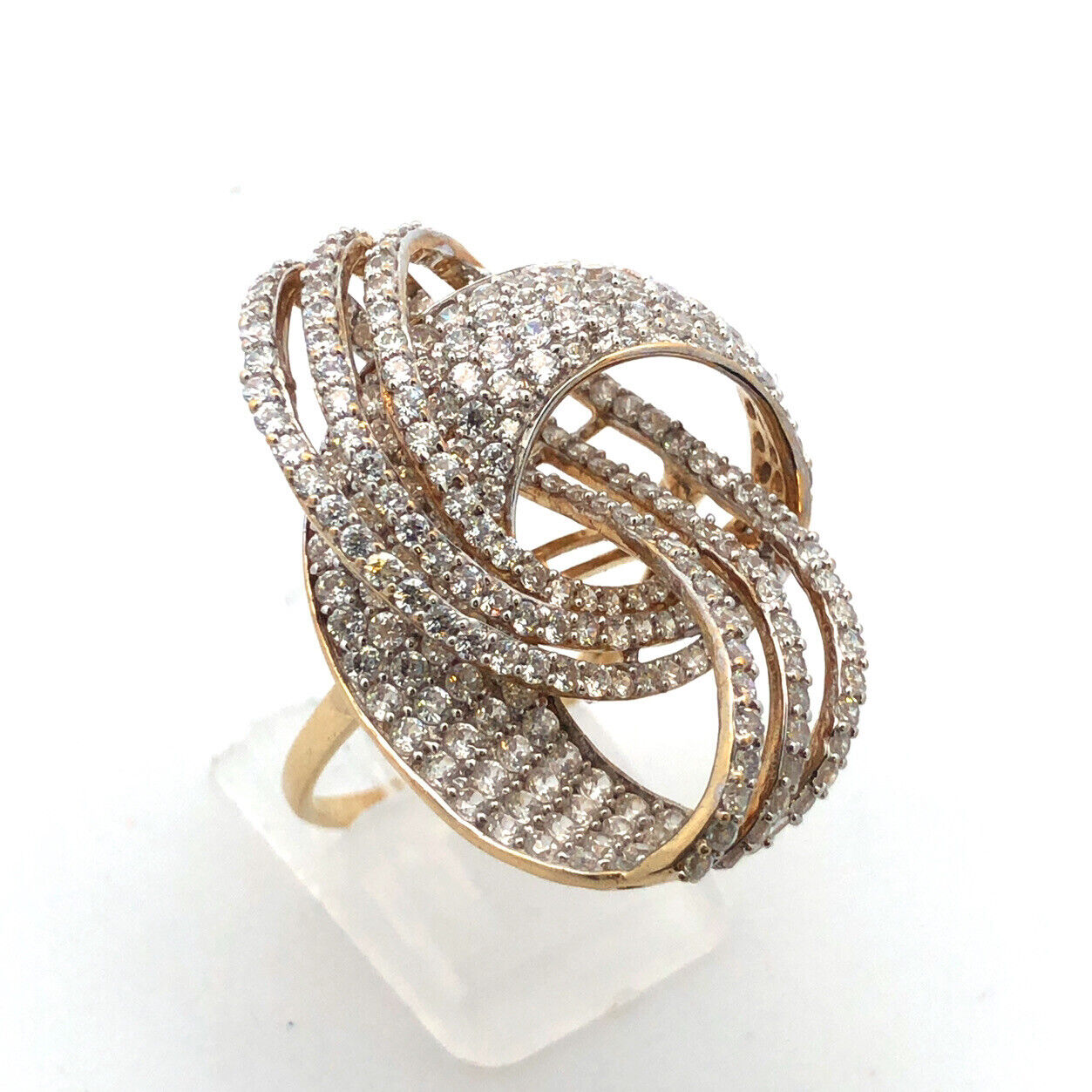 10k Yellow Gold Cubic Zirconia Knot Statement Cocktail Ring