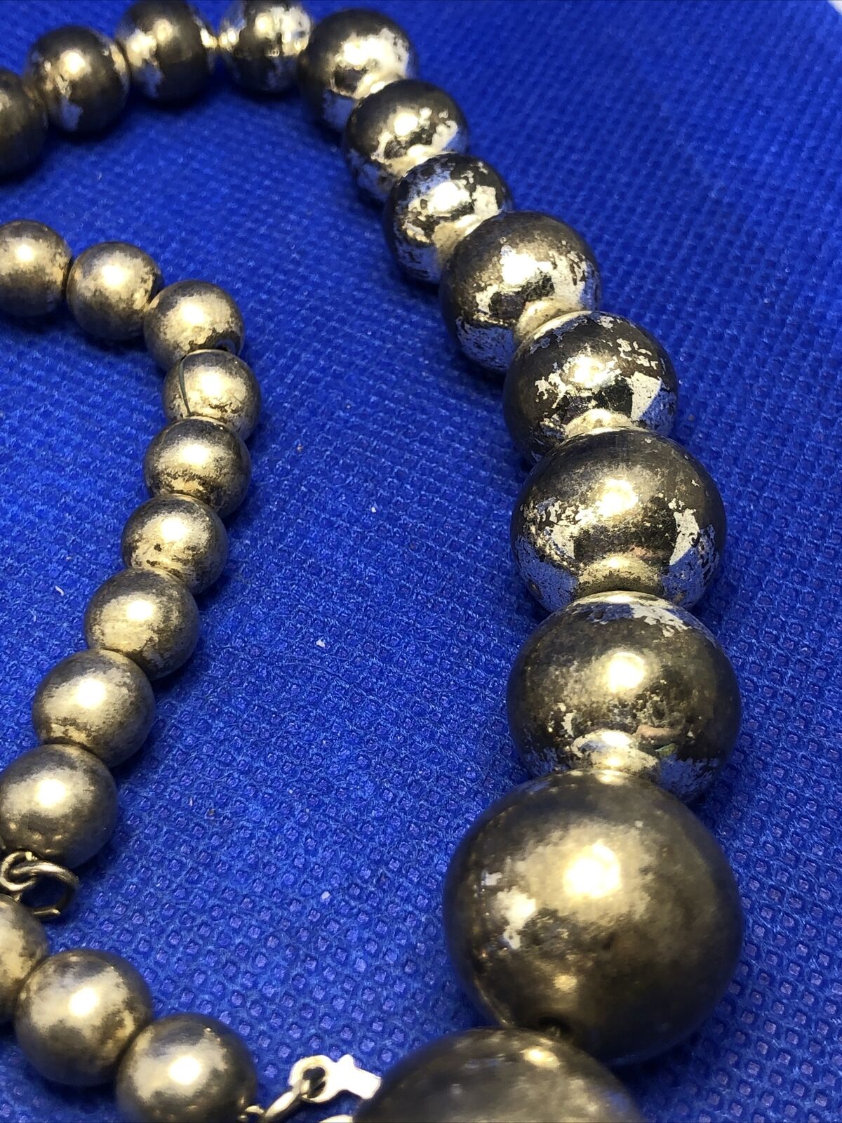 Vintage 1980's Silver-Tone Graduated Ball Beaded Statement Necklace Lot of Two