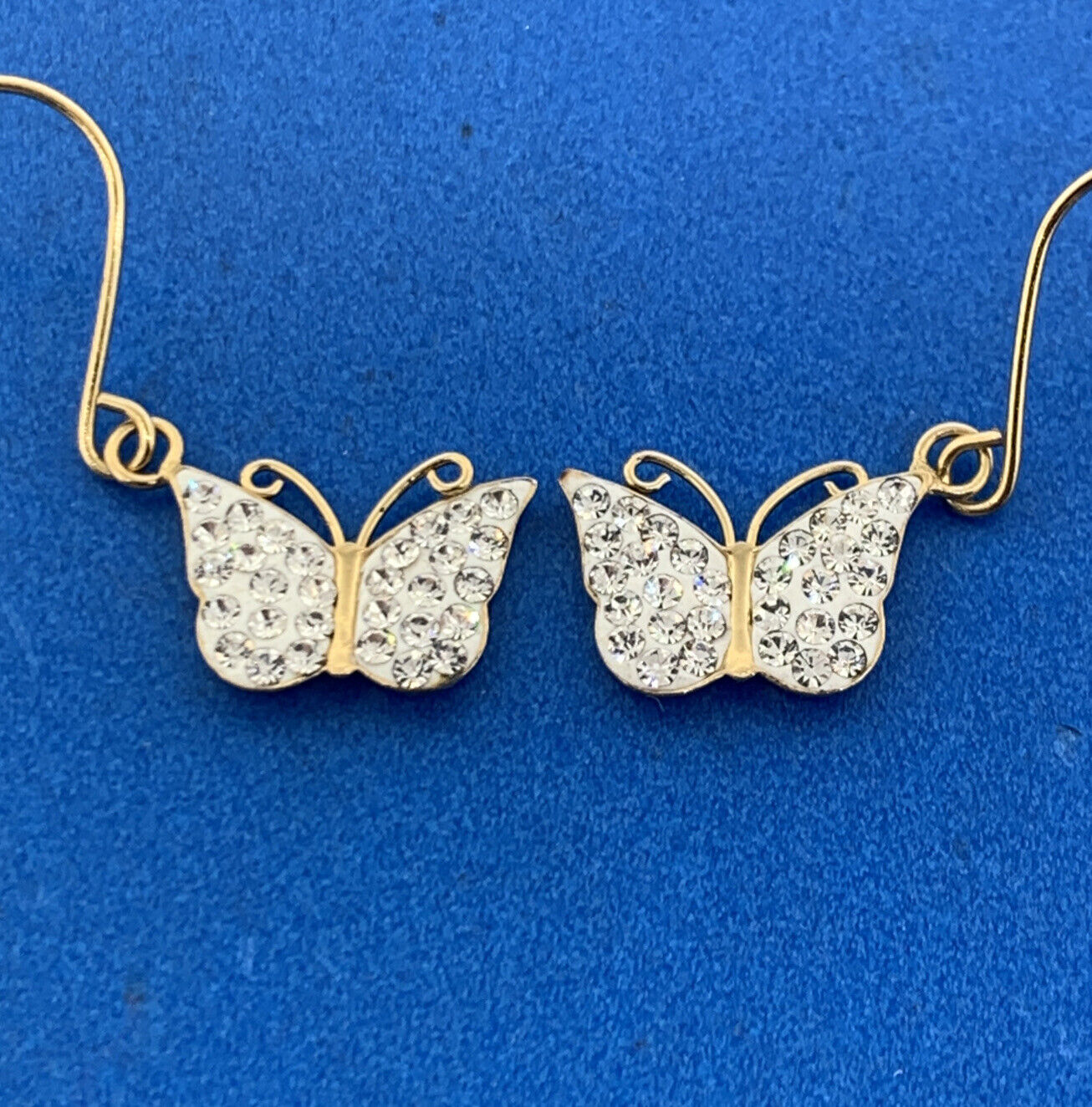 Jacmel Mauritius 925 Sterling Silver Vermeil Crystal Butterfly Dangle Earrings