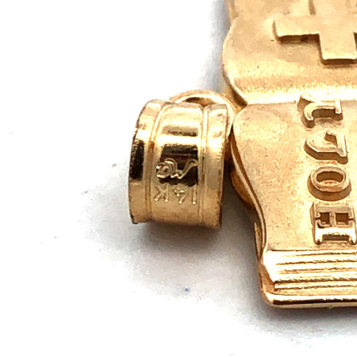 Designer Michael Anthony 14K Yellow Gold Cross Holy Bible Open Book Pendant