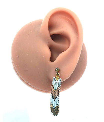 Vintage 925 Sterling Silver Rose Yellow Gold Vermeil Chevron Dangle Earrings