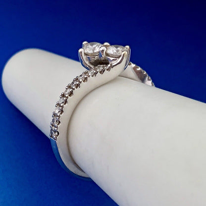 Zales 14K White Gold Ever Us Diamond Duo Bypass Engagement Promise Bridal Ring