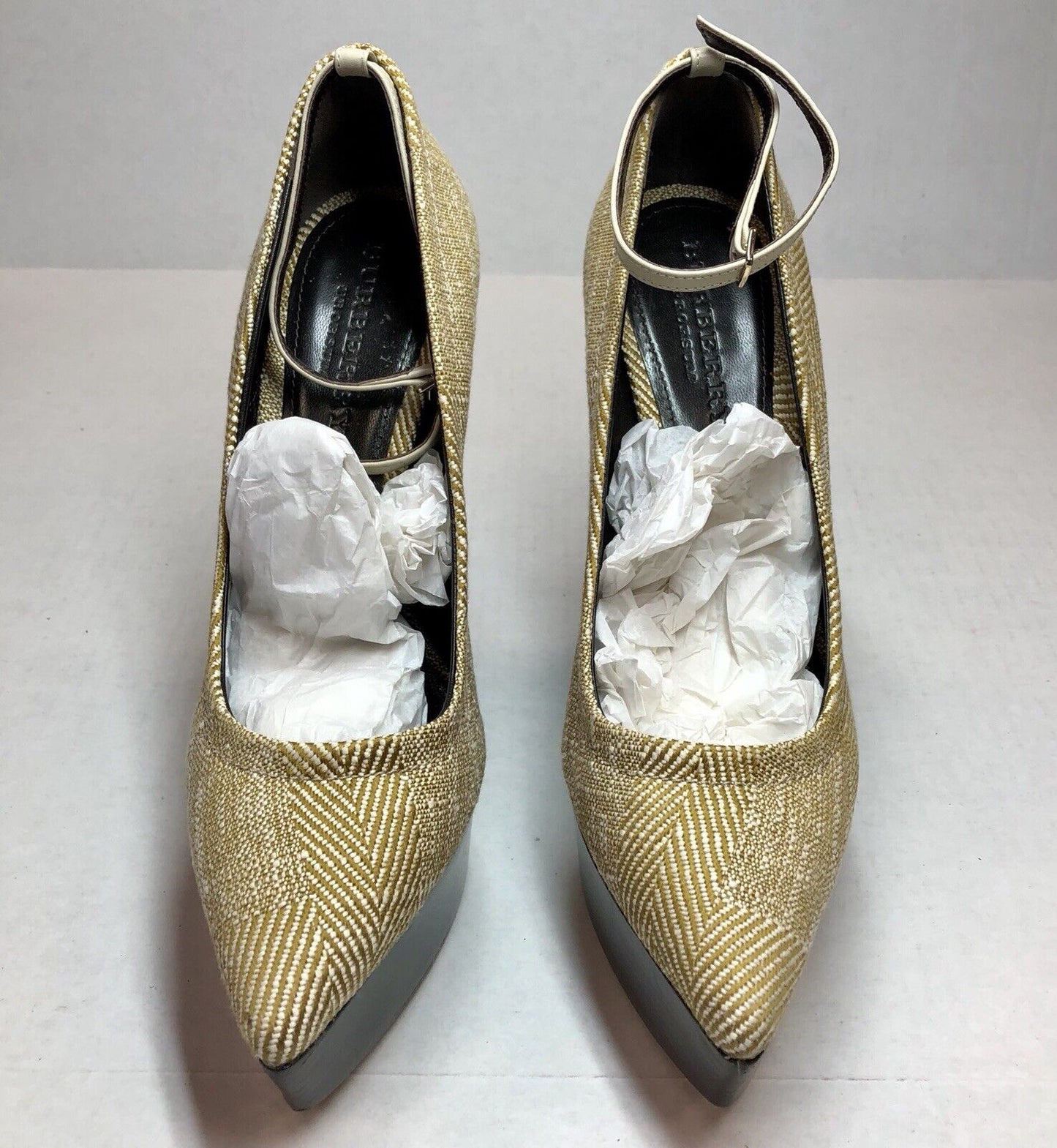Burberry Prorsum Spring Check Leicester 140 Wedge Pumps Box Pouch Slightly Worn