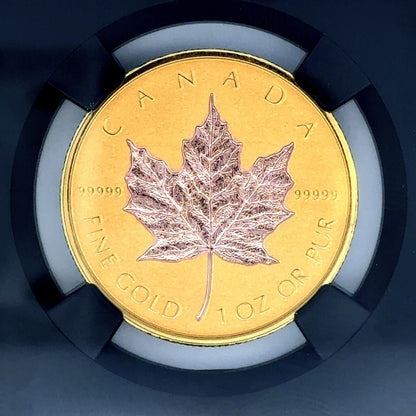 2019 $200 Gold Maple Leaf 40th Anniv. Incuse-Rose Gold NGC Reverse PF70 Coin