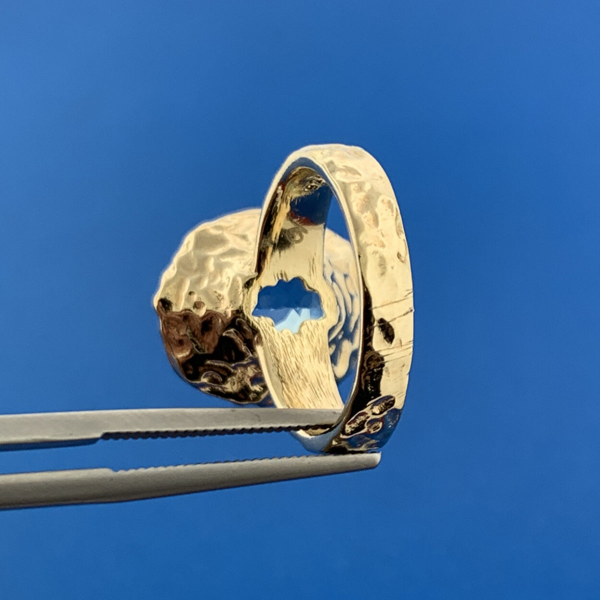 Veronese Italy Vermeil Sterling Silver Blue Topaz Solitaire Statement Ring