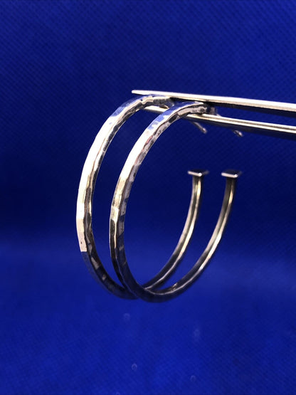 Designer 925 Sterling Silver Hammered Hoop Statement Earrings