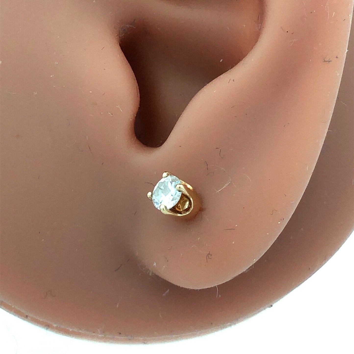 Designer 14K Yellow Gold Round Diamond Solitaire Screw Back Stud Earrings