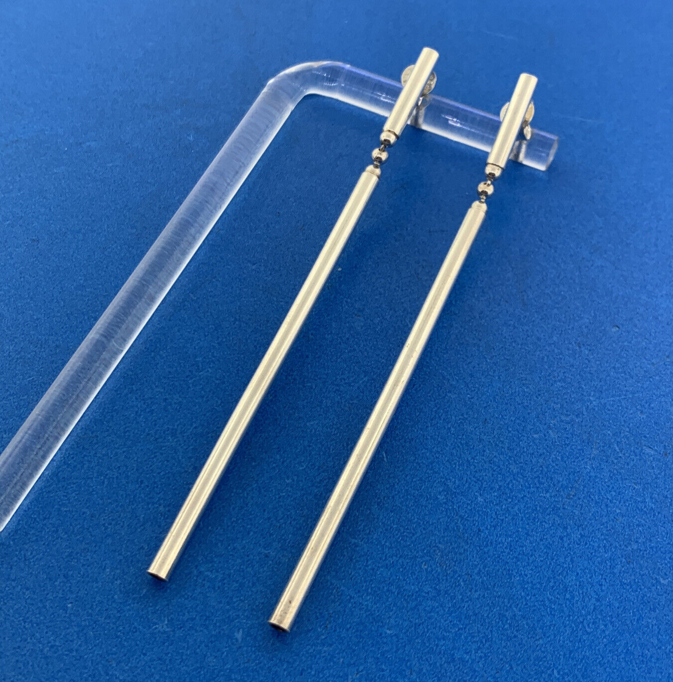 Designer Italy 925 Sterling Silver Modernist Tubular Dangle Statement Earrings