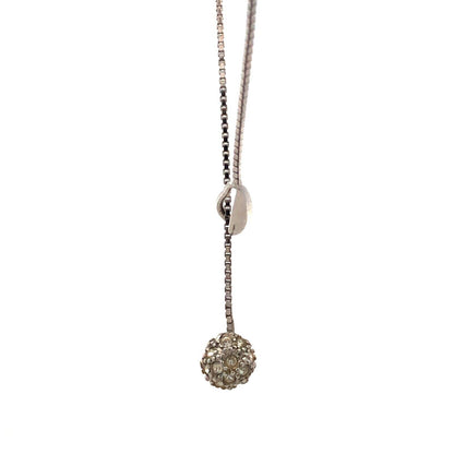 Designer Italy 925 Sterling Silver Cubic Zirconia Ball Charm Lariat Necklace