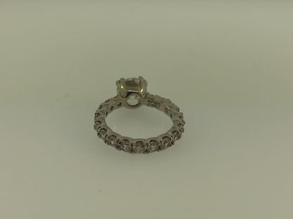 Sterling Silver 925 Cubic Zirconia Solitaire w/Accents Engagement Ring