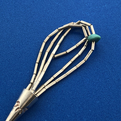 Native American 925 Liquid Sterling Silver Turquoise Bead Drop Dangle Earrings