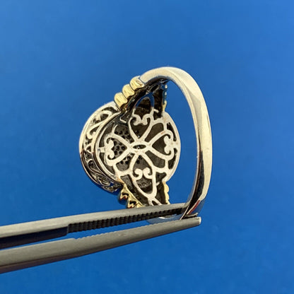 Designer JWBR 925 Sterling Silver Vermeil Pave Diamond Statement Dome Ring