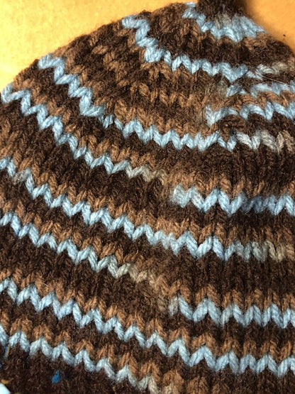 Hand Crocheted Knitted Blue Brown Newborn Baby's Two Piece Pod Hat Photography
