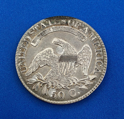 1827 P Capped Bust Silver Half Dollar 50c Early Philadelphia Mint Sunset Tones