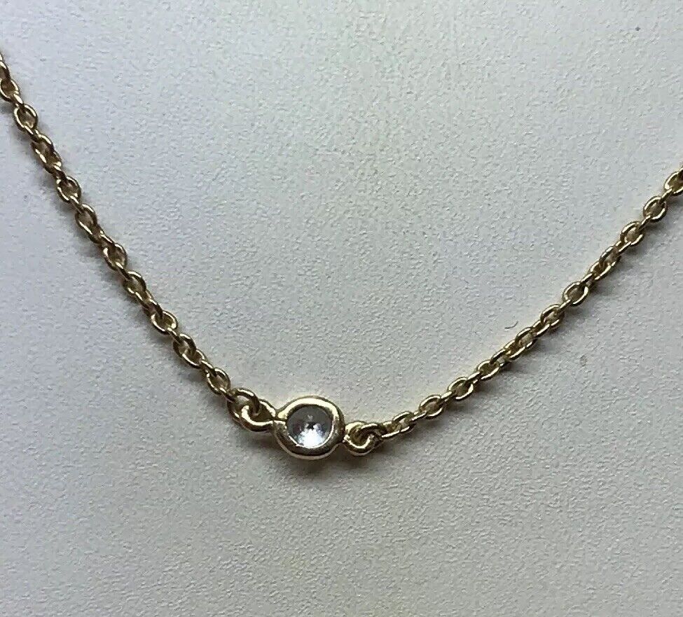 FAS Vermeil Sterling Silver 925 Round Cubic Zirconia CZ Station Necklace