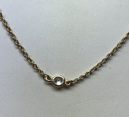 FAS Vermeil Sterling Silver 925 Round Cubic Zirconia CZ Station Necklace