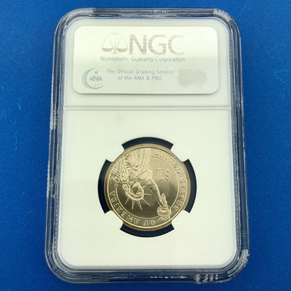 2007 NGC MS65 George Washington Presidential Dollar Missing Edge Lettering Error