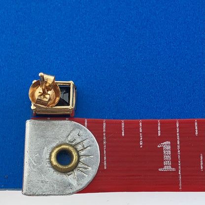 Gorgeous 14k Yellow Gold Emerald Cut Blue Sapphire Friction Back Stud Earrings