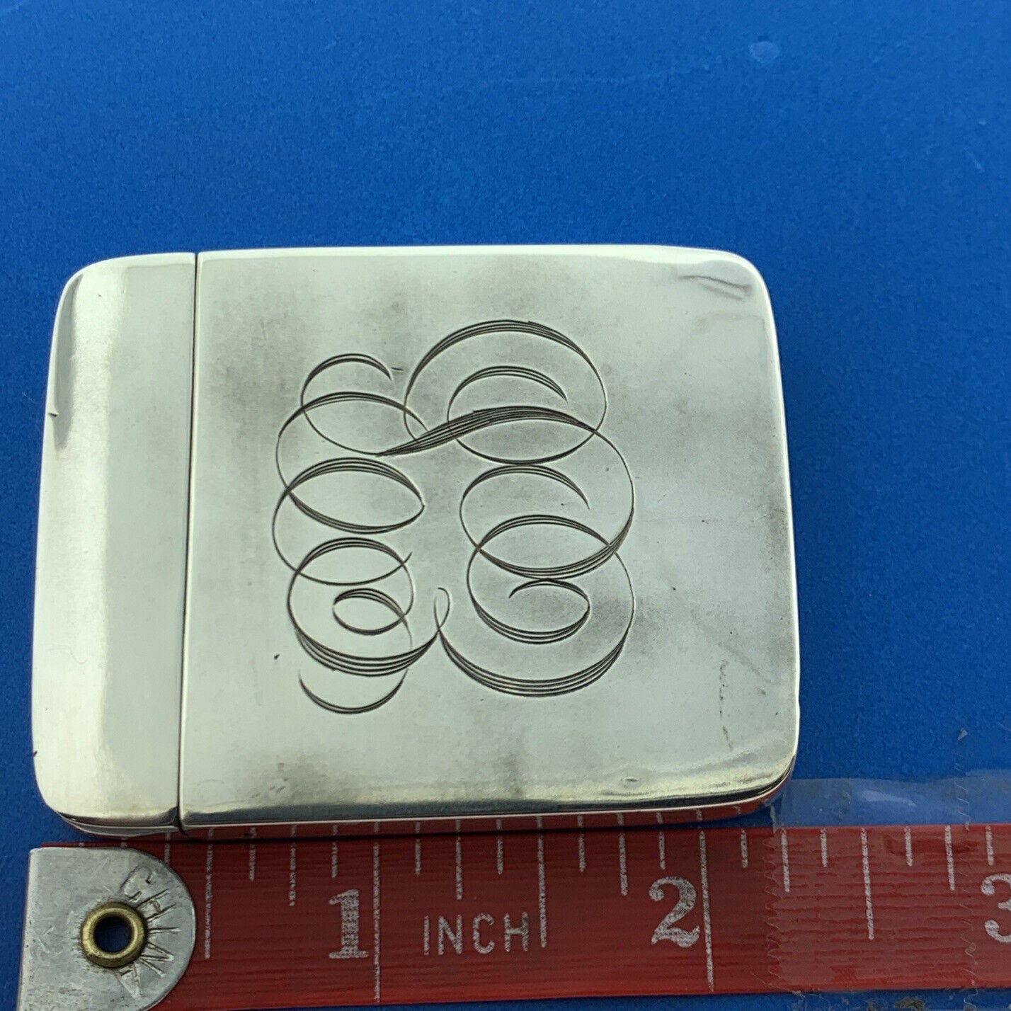 Victorian Art Nouveau 925 Sterling Silver Monogrammed Match Safe Vesta Case
