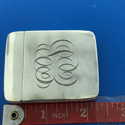Victorian Art Nouveau 925 Sterling Silver Monogrammed Match Safe Vesta Case