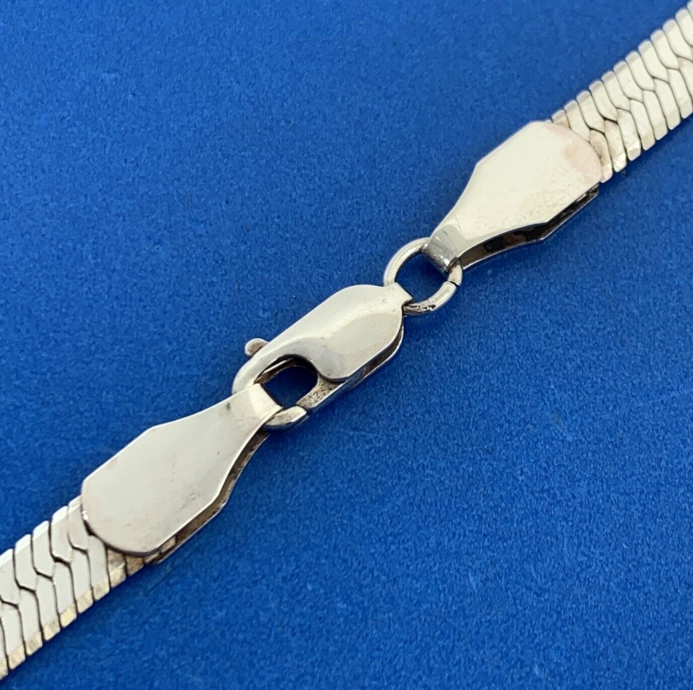 Designer Signed PC 925 Sterling Silver Herringbone Chain Necklace