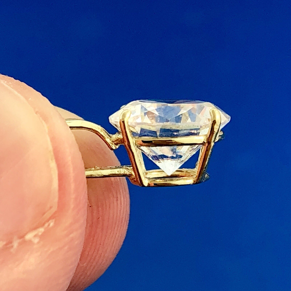 Classic 14K Yellow Gold Solitaire 2 Carat Cubic Zirconia CZ Drop Dangle Pendant