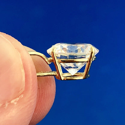 Classic 14K Yellow Gold Solitaire 2 Carat Cubic Zirconia CZ Drop Dangle Pendant