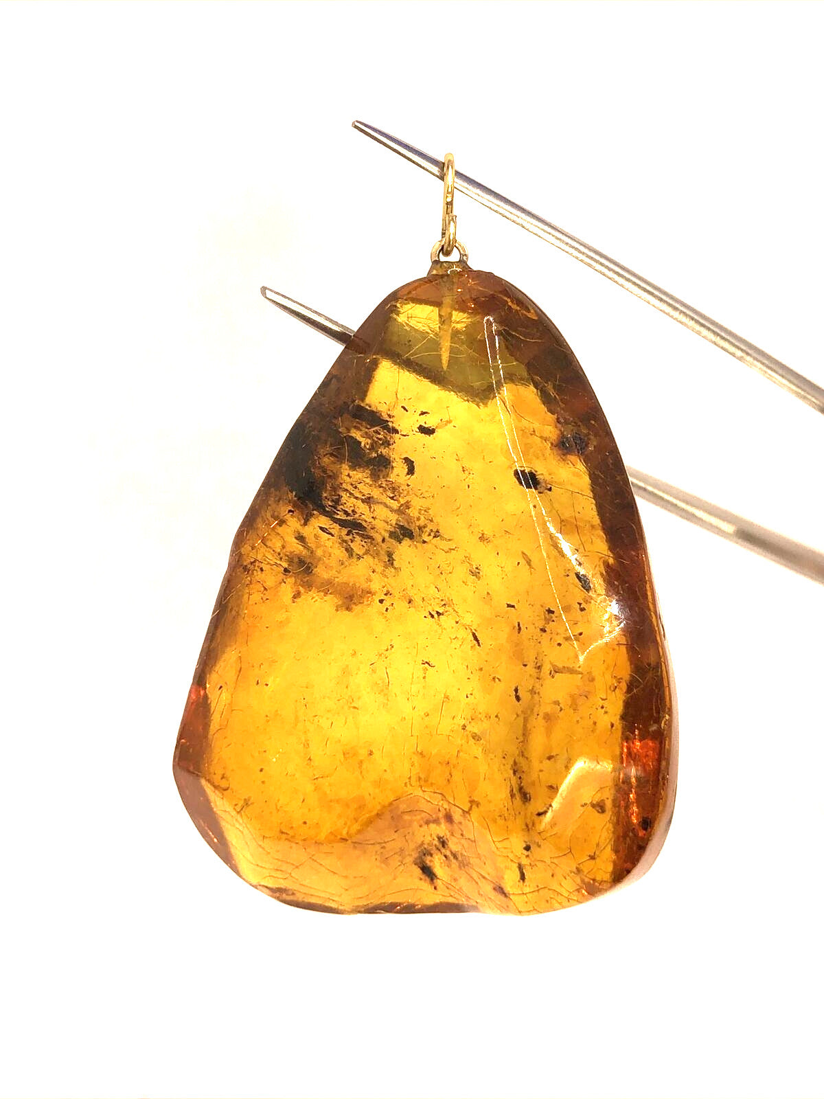 Vintage Large Orange Amber Crystal Healing Statement Pendant