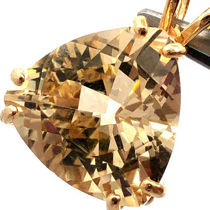 14K Yellow Gold Designer Trillion Cut Honey Lemon Quartz Solitaire Pendant