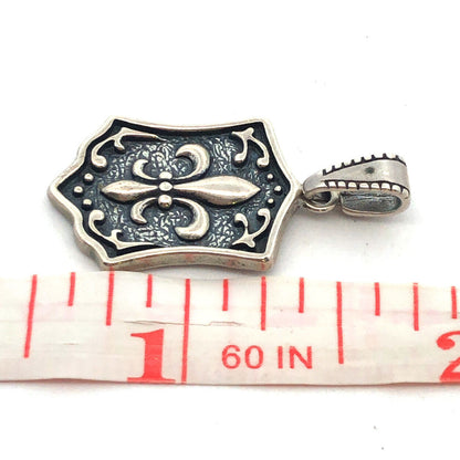 Designer 925 Sterling Silver Fleur De Lis Scroll Pendant