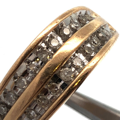 Designer 10K Yellow Gold Diamond Double Row Tapered Bridal Cocktail Ring