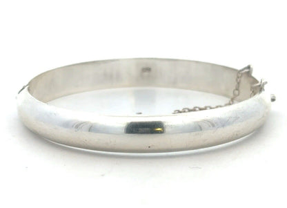 Estate 925 Sterling Silver Polished Hinged Cuff Bangle Bracelet