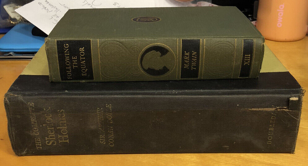 1925-1927 Antique Lot Of Two Hard Cover Books Mark Twain & A. Conan Doyle