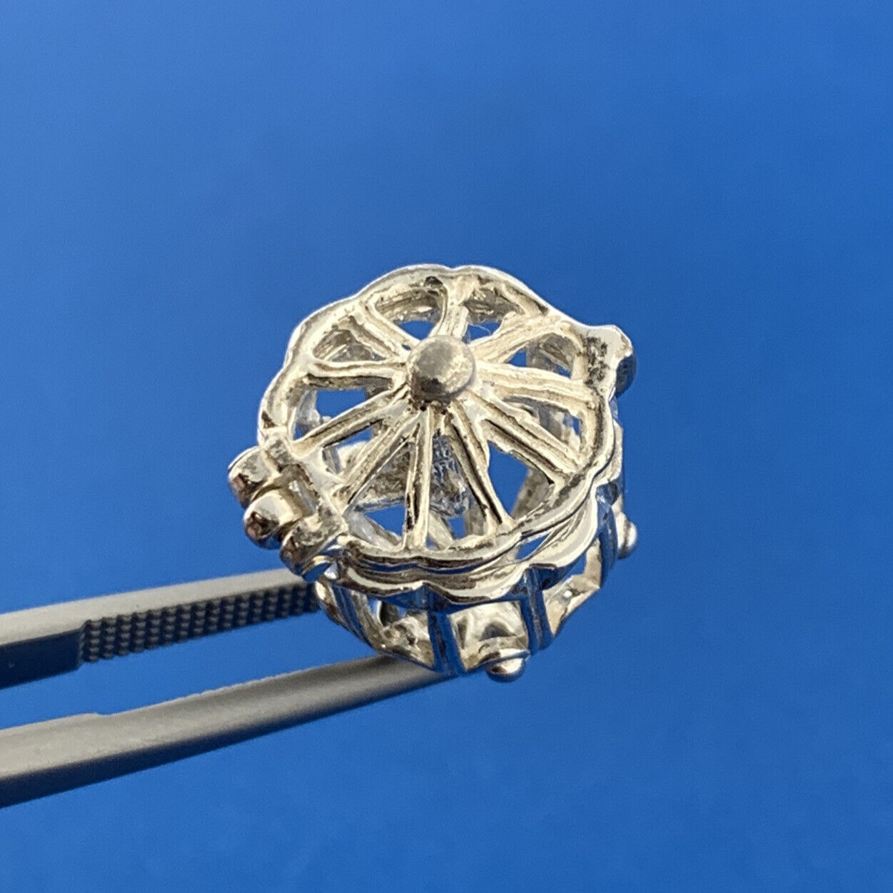 Stunning Sterling Silver 925 Openwork Birdcage Hinged Dangle Pendant