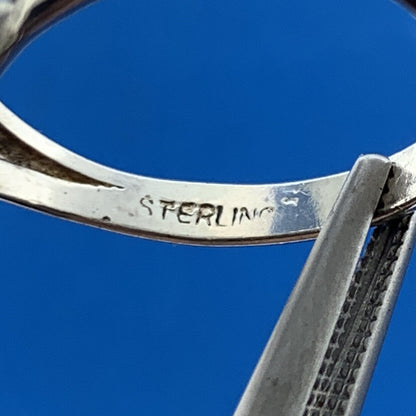 Native American Old Pawn 925 Sterling Silver Black Onyx Squash Blossom Ring