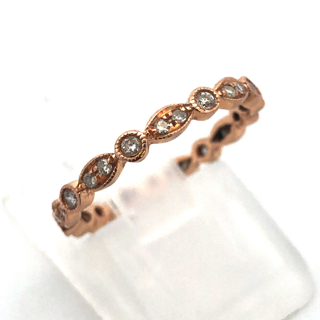 14K Rose Gold Diamond Eternity Infinity Wedding Anniversary Band Ring