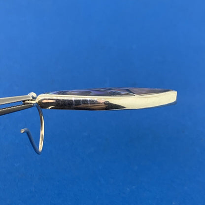 Designer 925 Sterling Silver Abalone Black Onyx Inlay Dangle Drop Hook Earrings