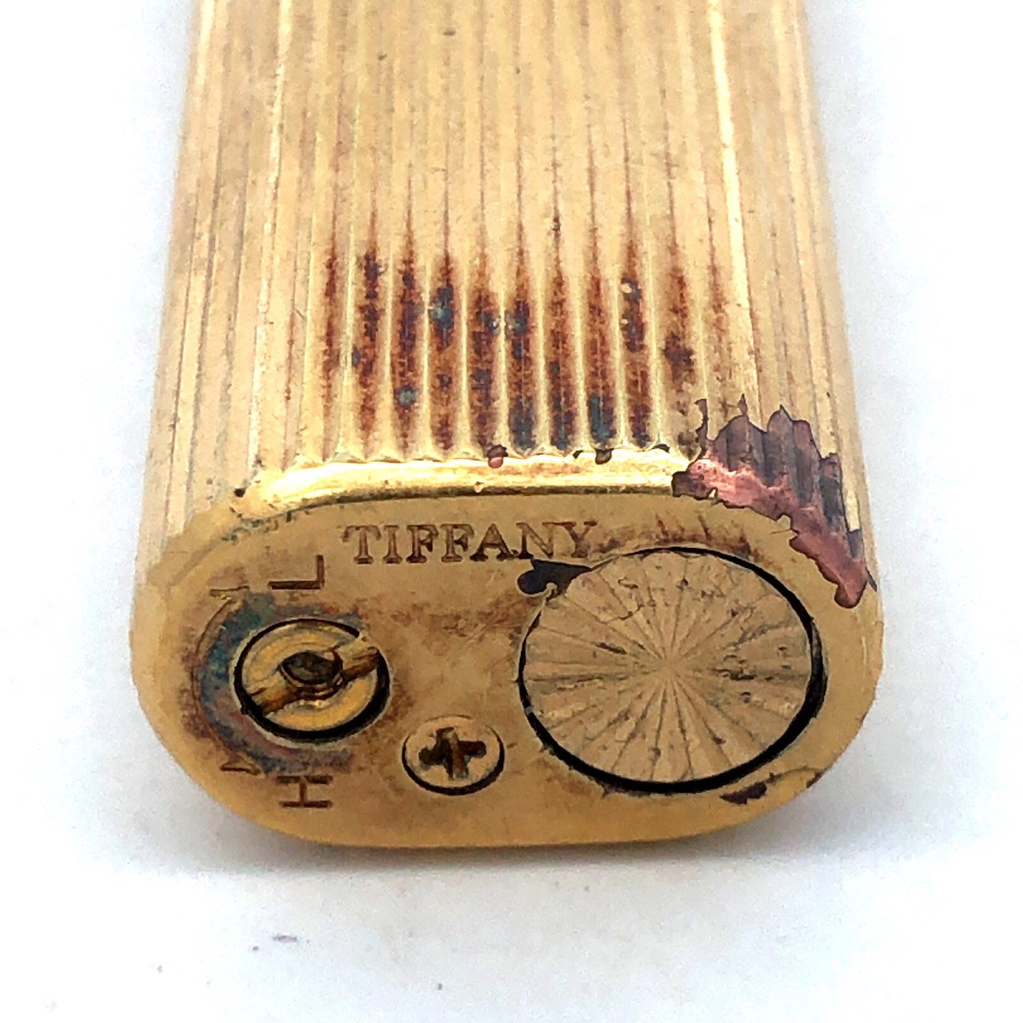 Tiffany & Co Gold Tone Mid Century Ribbed Briquet Slim Butane Lighter