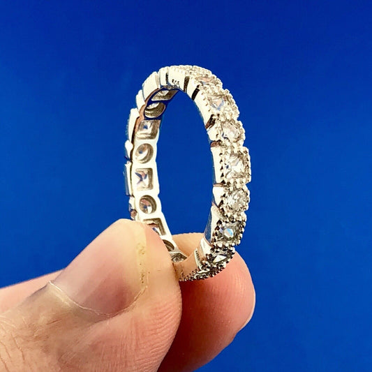 Gorgeous 925 Sterling Silver Cubic Zirconia CZ Infinity Anniversary Band Ring