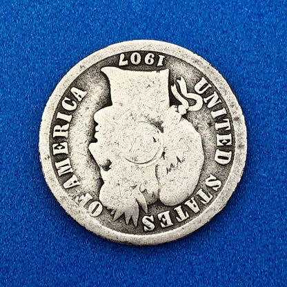 1907 O Barber Silver Dime $.10 Better Rare Scarce Key New Orleans Mint Coin