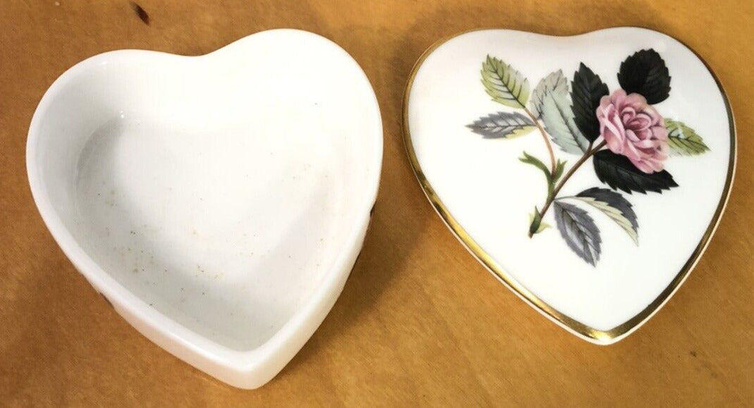Vintage 3 Pc Lot Of 2 Heart Trinket Boxes & 1 Painted Porcelain Egg Paperweight