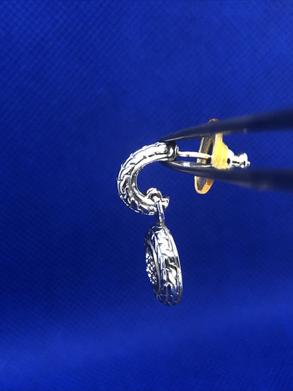 925 Sterling Silver Cubic Zirconia Circle Statement Stud Dangle Earrings