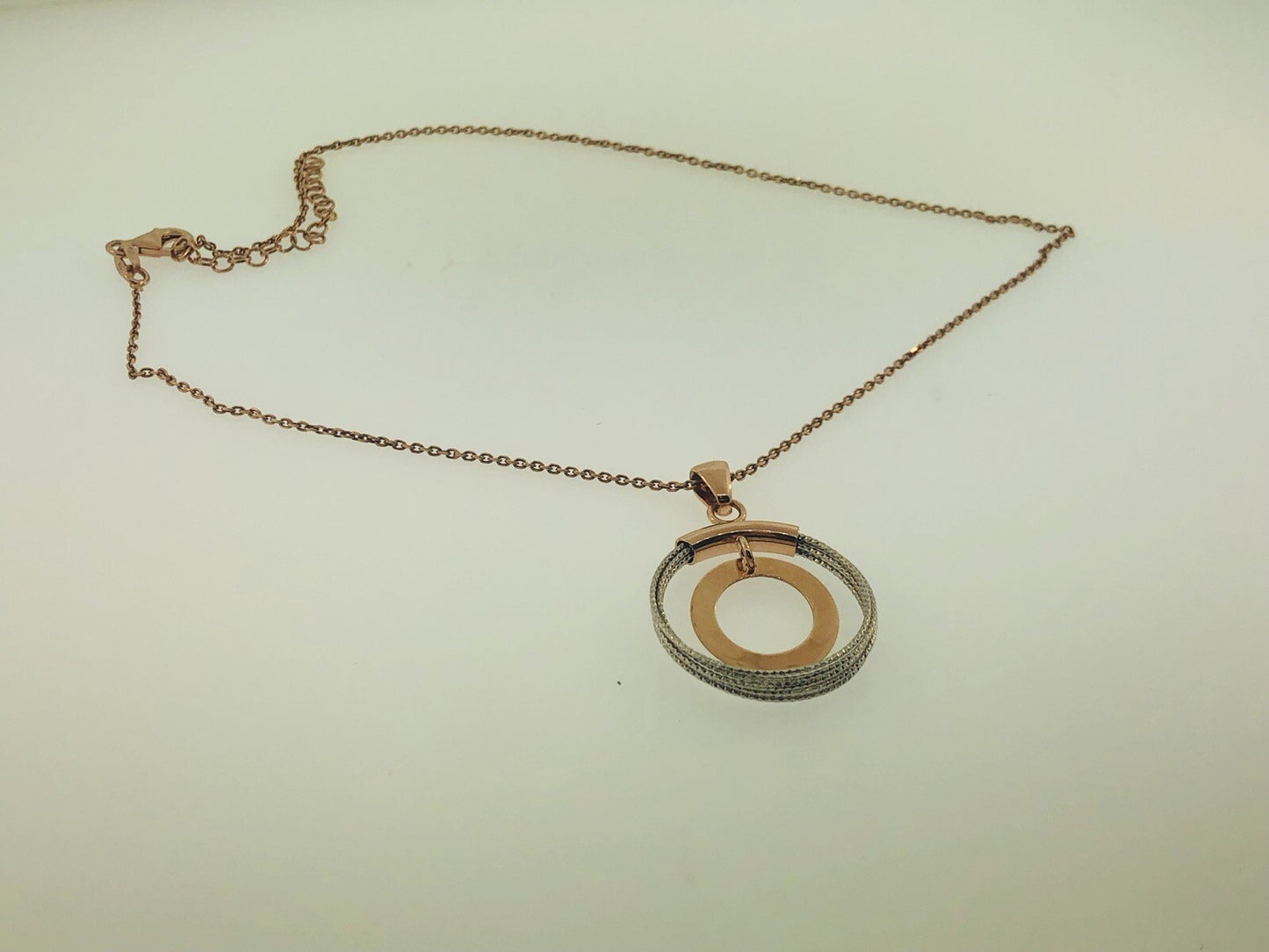 Dyadema Italy Sterling Silver Rose Wash Two Toned Life Infinity Circle Necklace