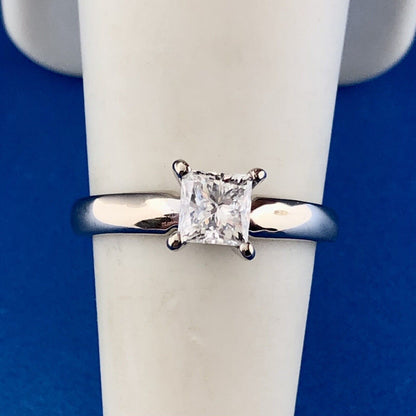 Stunning PWJ 14K White Gold Princess Cut Diamond Solitaire Engagement Ring