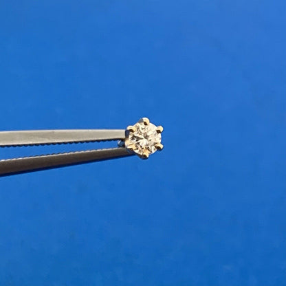 14K Yellow Gold Round Diamond Buttercup Stud Starter Earrings