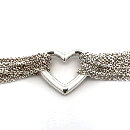 Tiffany & Co 925 Sterling Silver Retired Heart Mesh Multi-Strand Toggle Bracelet