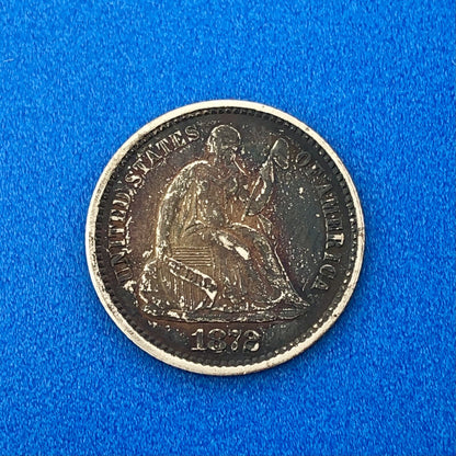 1872 P Silver Seated Half Dime 5c Better Key Nice Rainbow Toning Type Coin